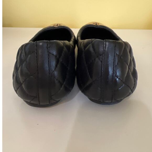Tory Burch Black & Gold Quilted Ballet Flats Women's Size 10 Old Money Luxury - Picture 8 of 11